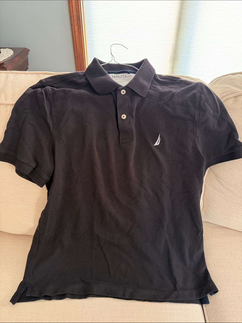 Nautica Men’s Black Polo with Sail Logo